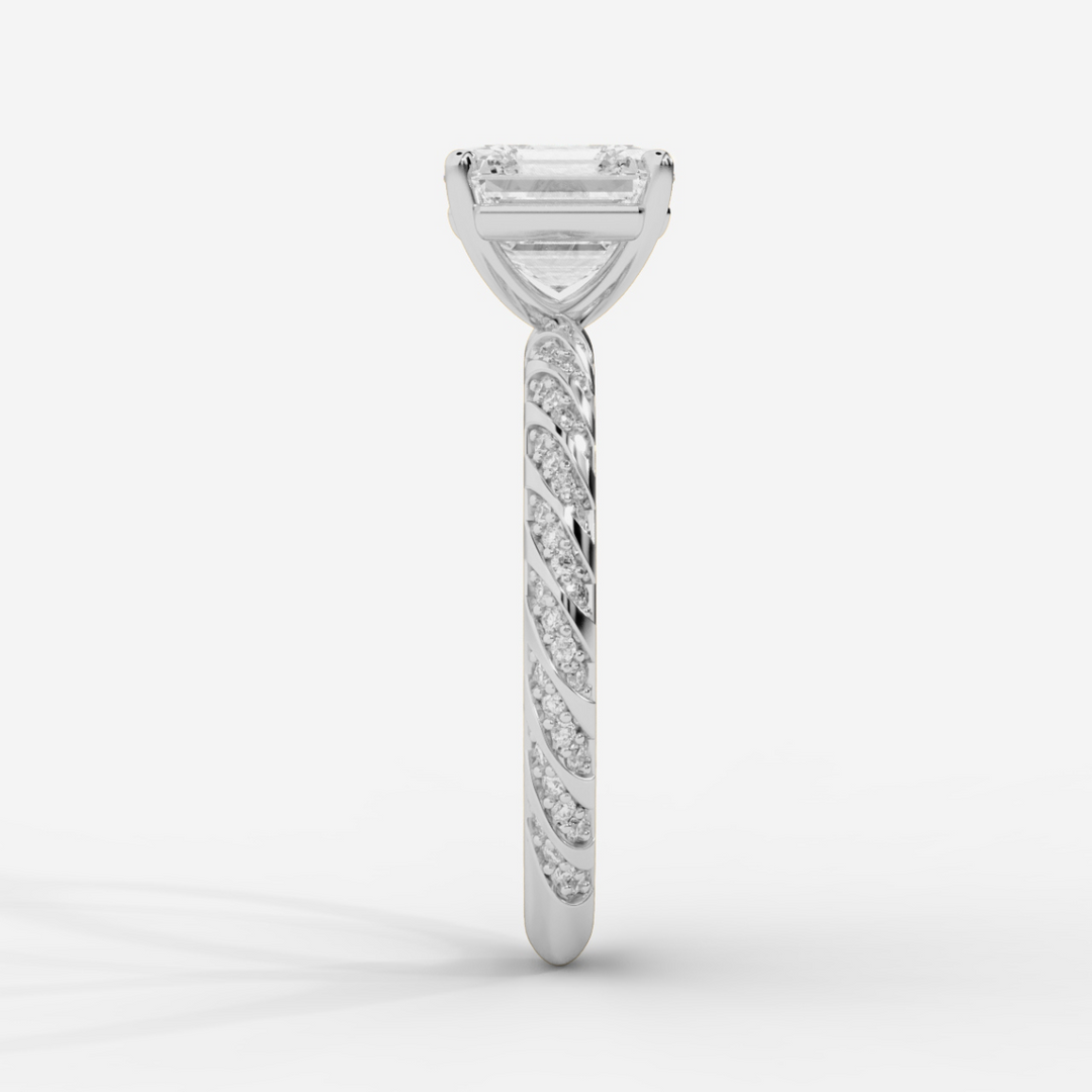 Asscher Cut with Twisted Pave Band Ring
