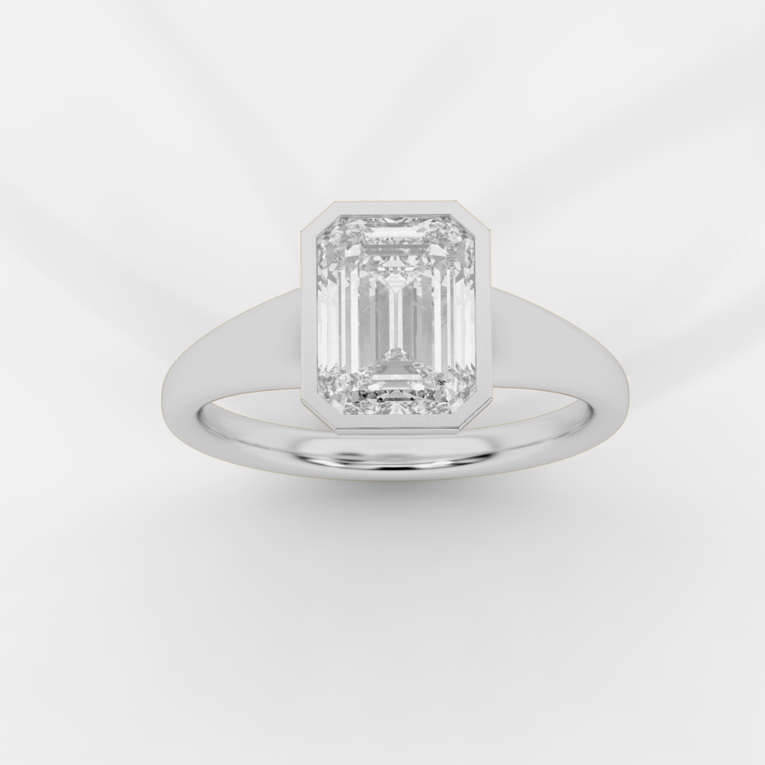 Emerald cut in Bezel with Bold Band Ring