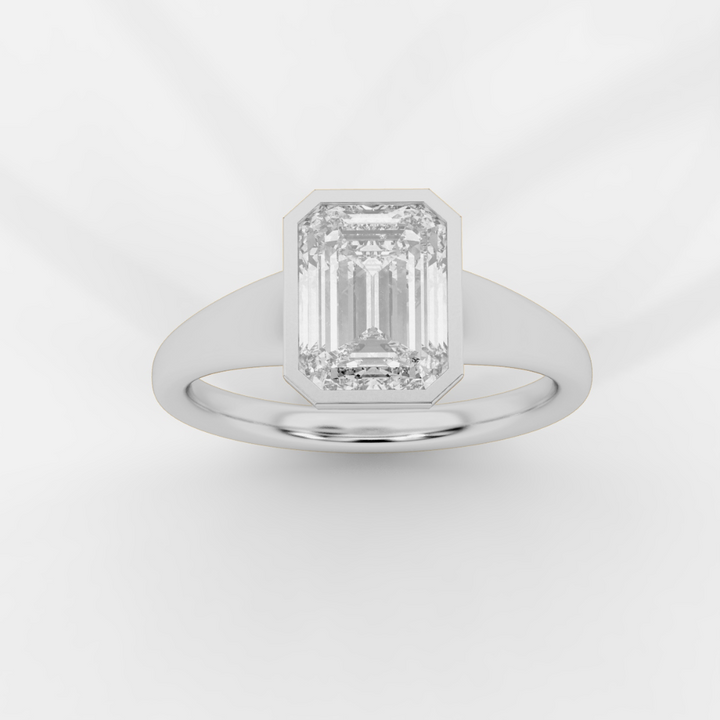 Emerald cut in Bezel with Bold Band Ring