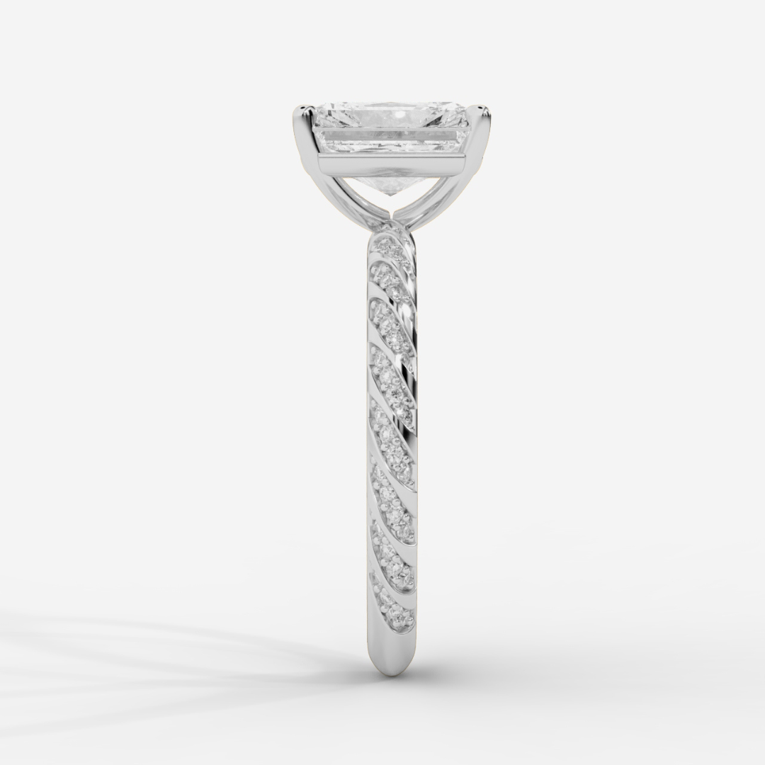 Radiant Cut with Twisted Pave Band Ring
