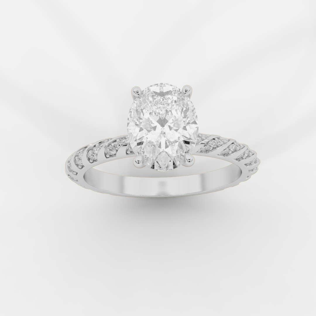 Oval Cut with Twisted Pave Band Ring