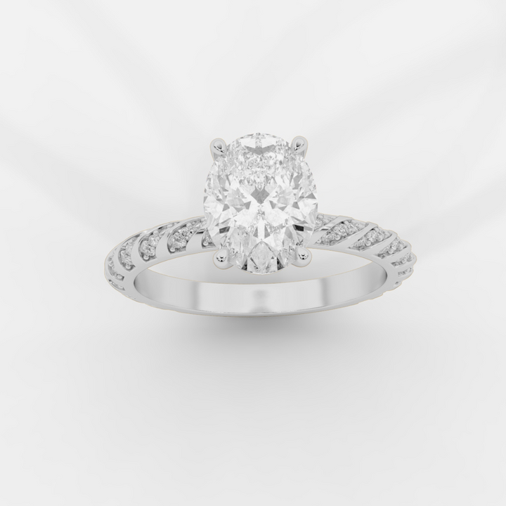 Oval Cut with Twisted Pave Band Ring