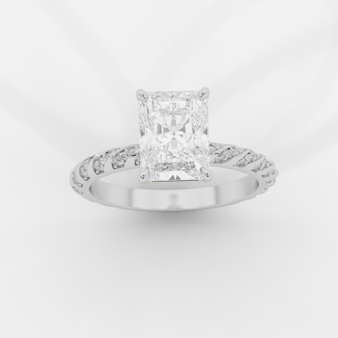 Radiant Cut with Twisted Pave Band Ring