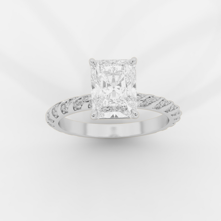 Radiant Cut with Twisted Pave Band Ring