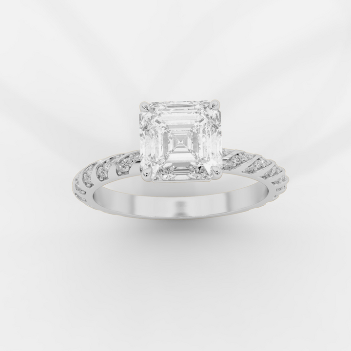 Asscher Cut with Twisted Pave Band Ring