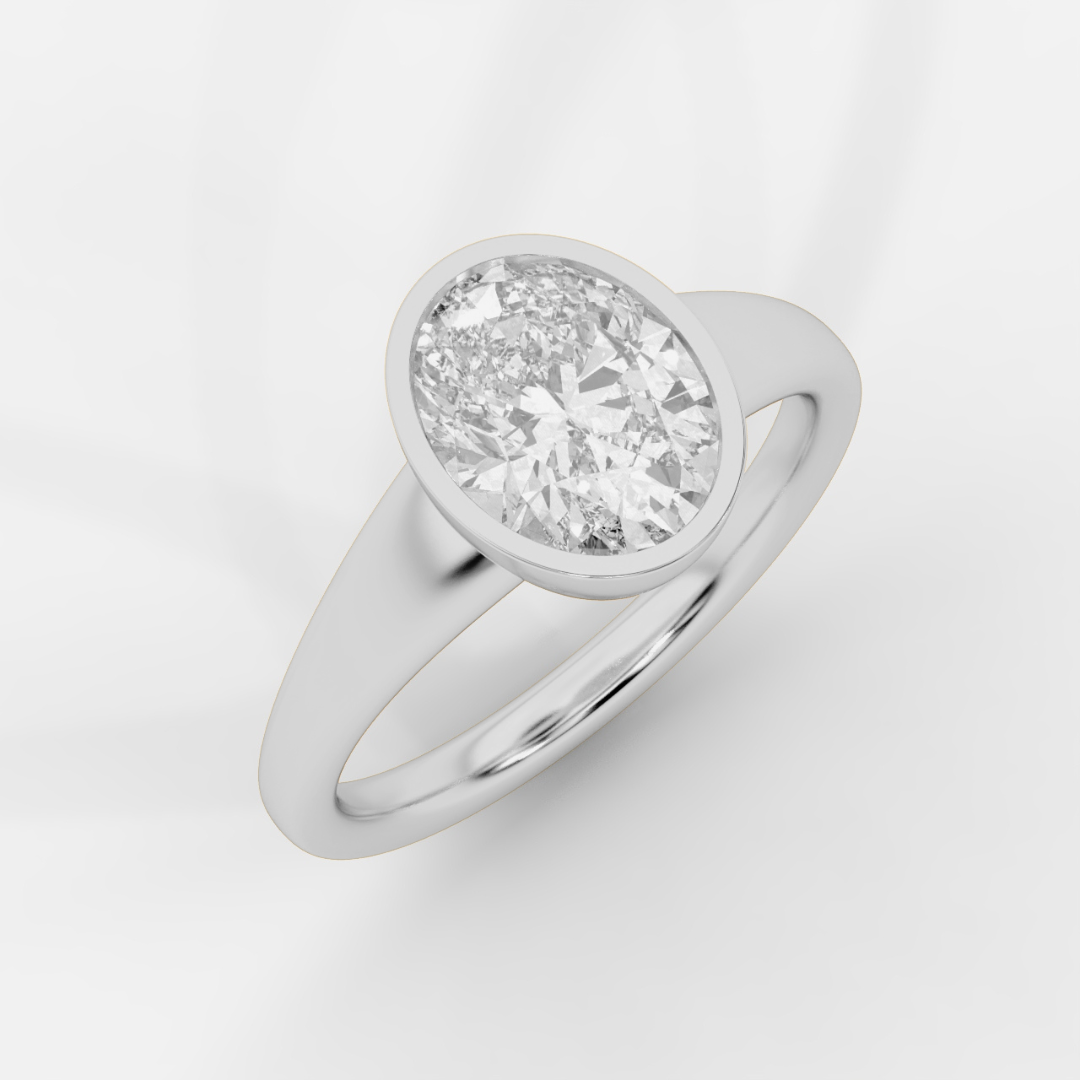Oval cut in Bezel with Bold Band Ring