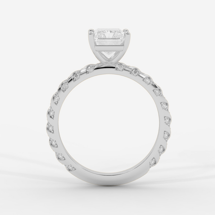 Radiant Cut with Twisted Pave Band Ring