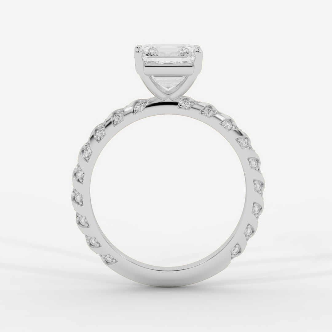 Asscher Cut with Twisted Pave Band Ring