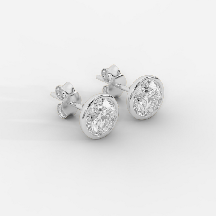 Round Cut Bezel Studs