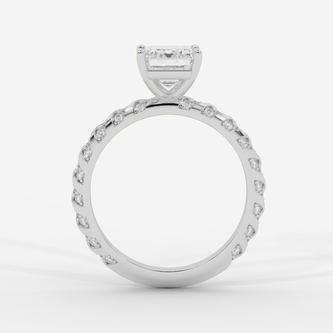 Emerald Cut with Twisted Pave Band Ring