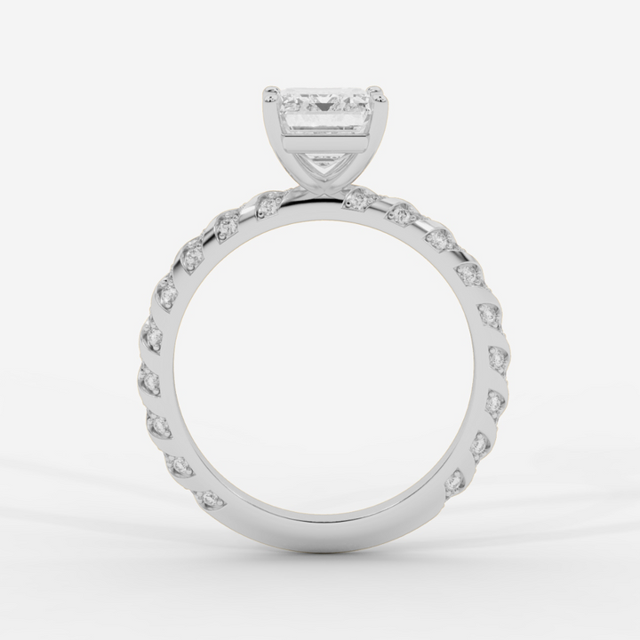 Emerald Cut with Twisted Pave Band Ring