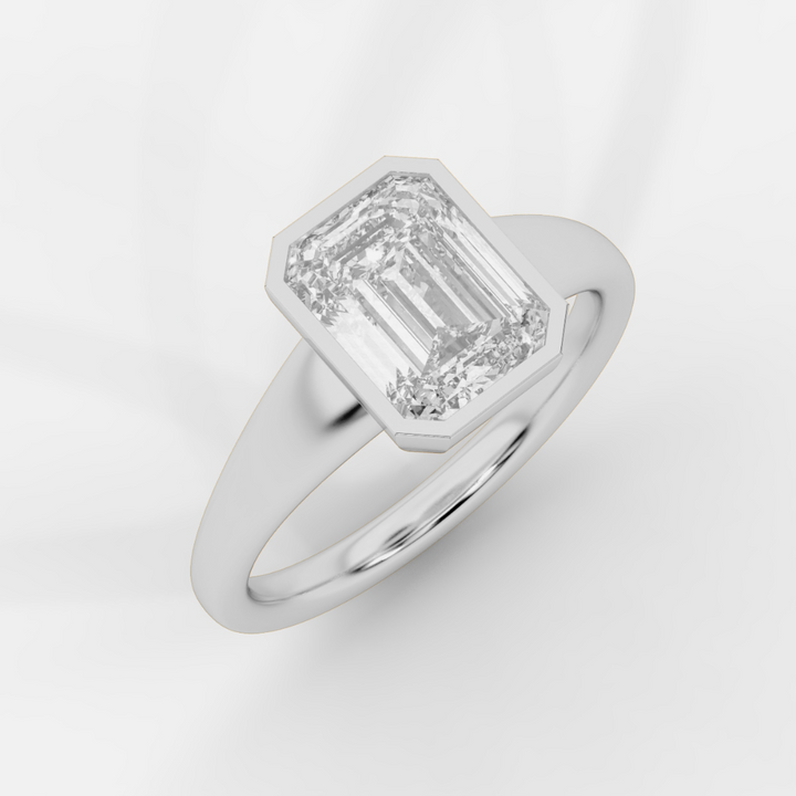 Emerald cut in Bezel with Bold Band Ring