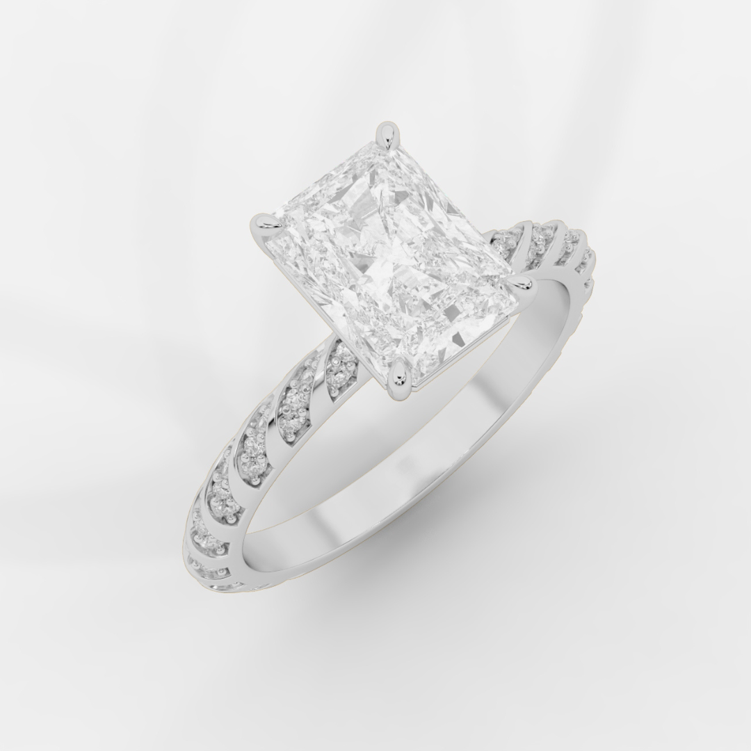 Radiant Cut with Twisted Pave Band Ring