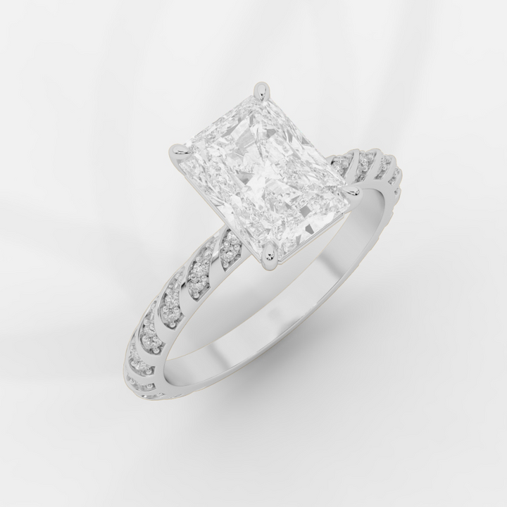Radiant Cut with Twisted Pave Band Ring