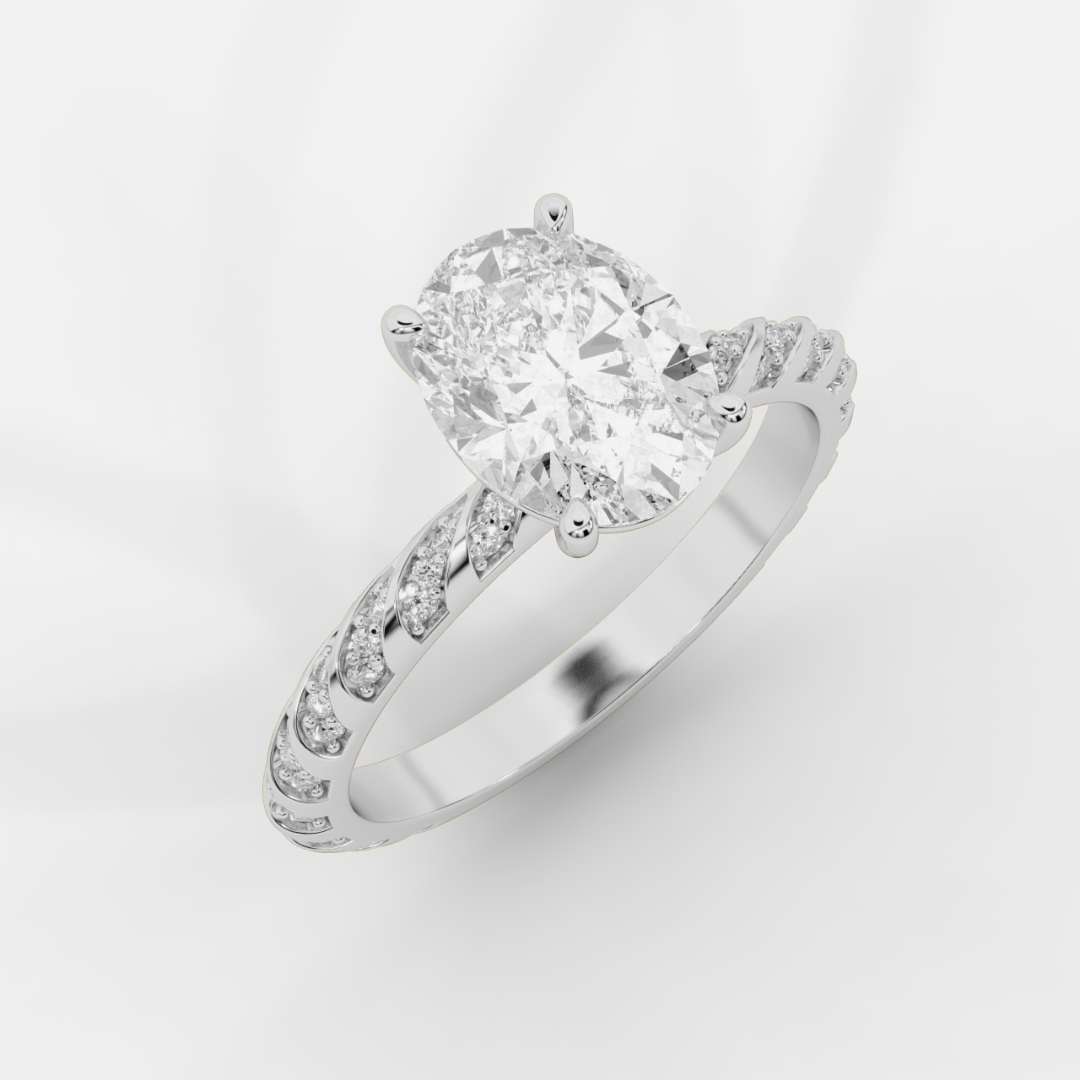 Oval Cut with Twisted Pave Band Ring