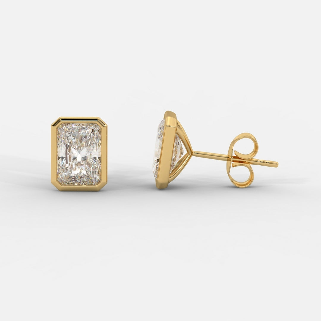 Radiant Cut Bezel Studs