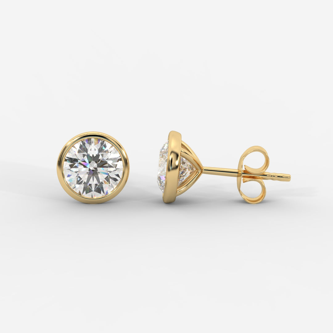 Round Cut Bezel Studs