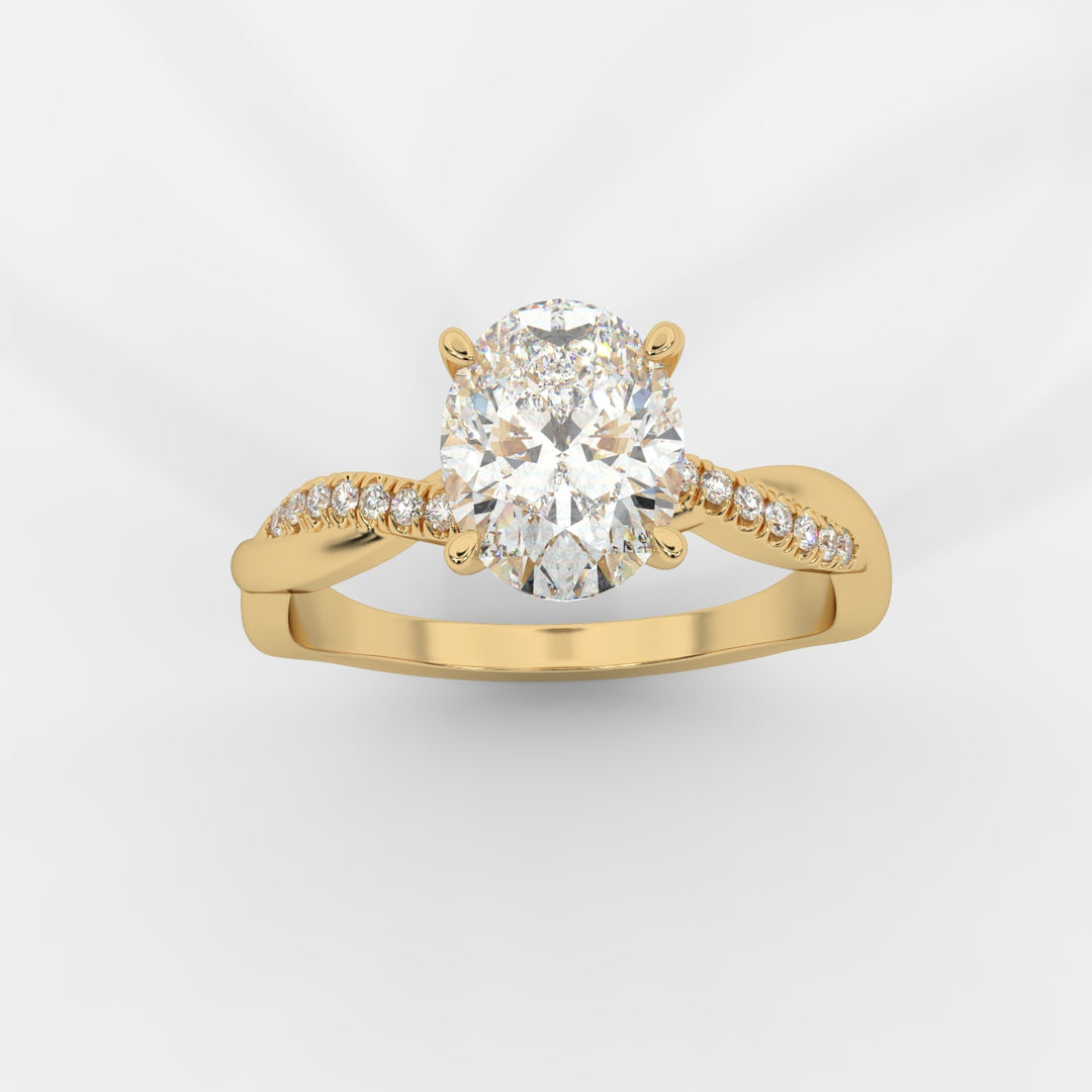 Twist Shank Oval Diamond Ring
