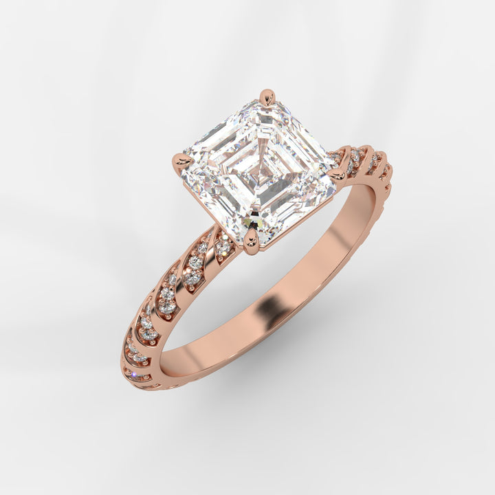 Asscher Cut with Twisted Pave Band Ring