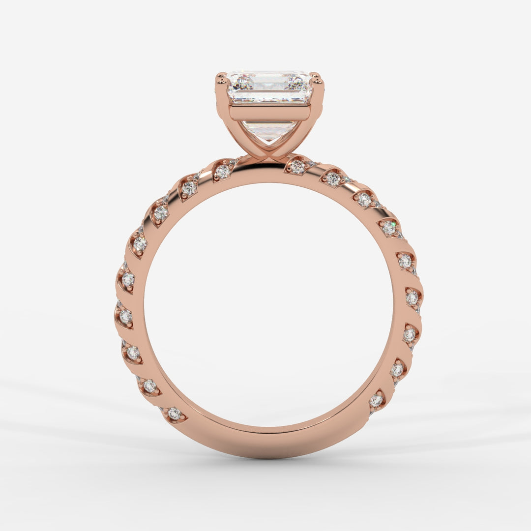 Asscher Cut with Twisted Pave Band Ring