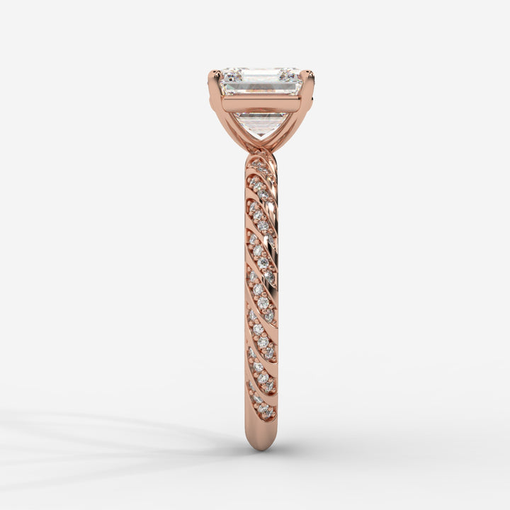 Asscher Cut with Twisted Pave Band Ring
