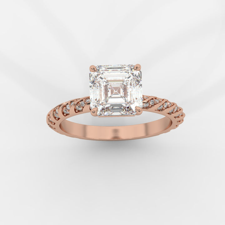 Asscher Cut with Twisted Pave Band Ring