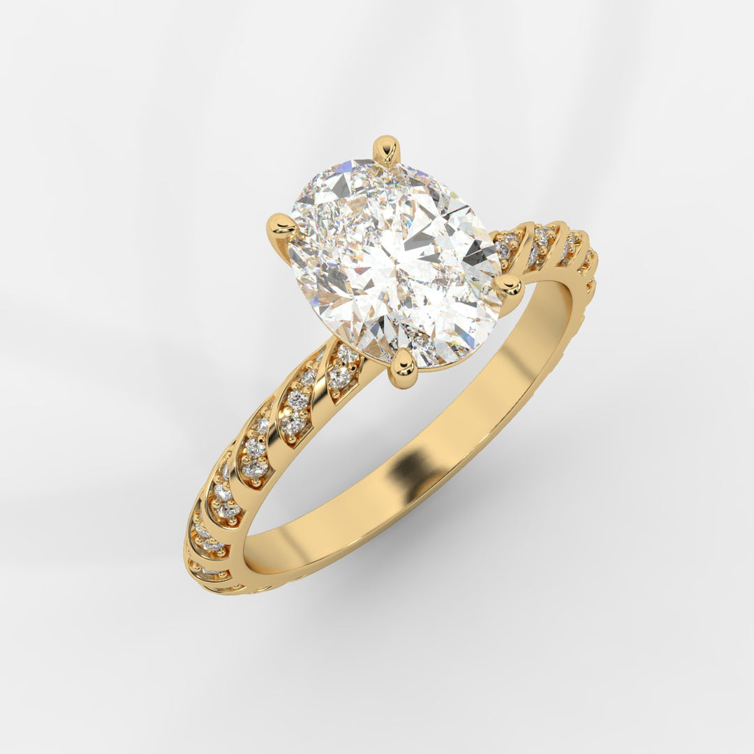 Oval Cut with Twisted Pave Band Ring