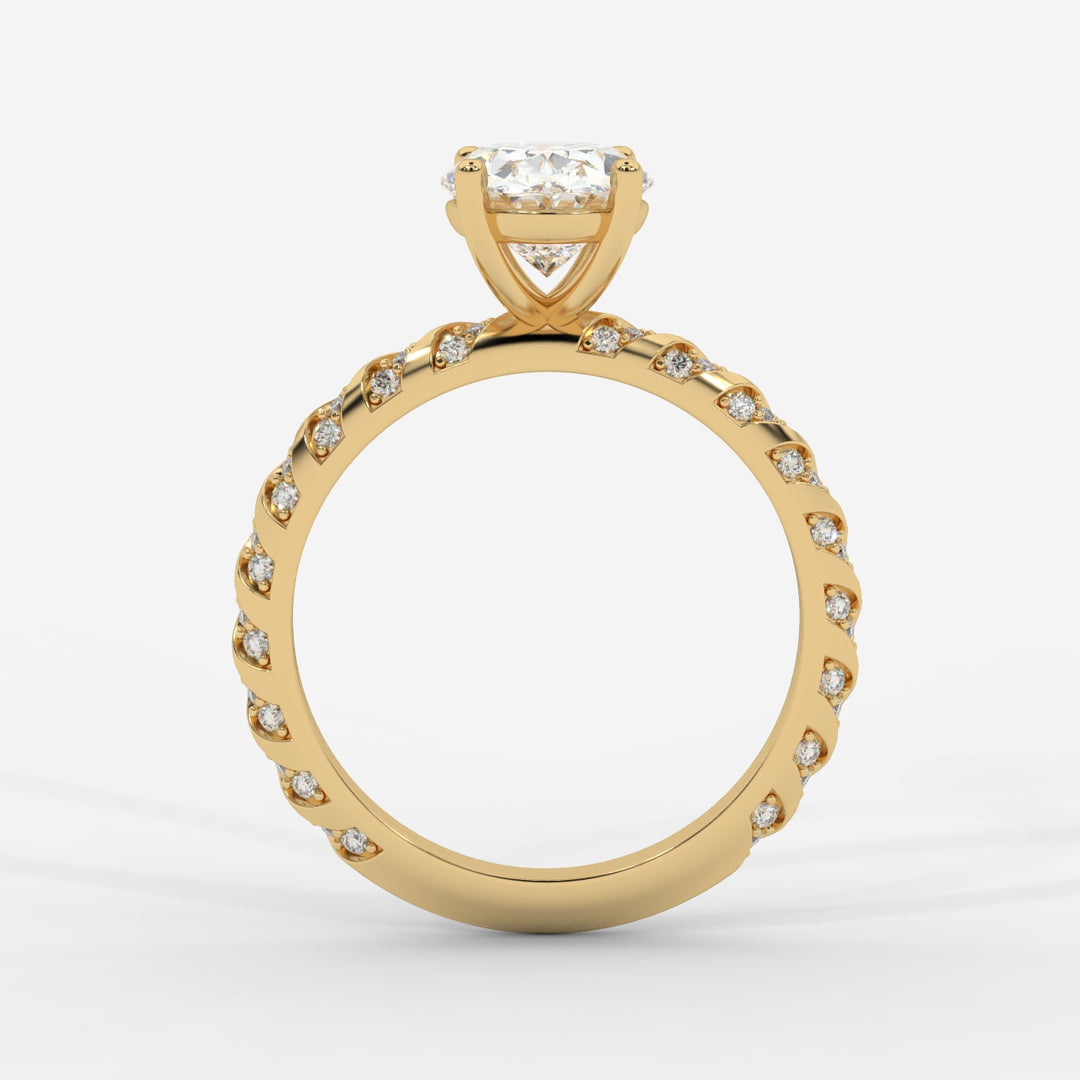 Oval Cut with Twisted Pave Band Ring