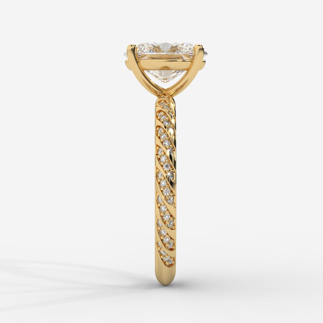Oval Cut with Twisted Pave Band Ring