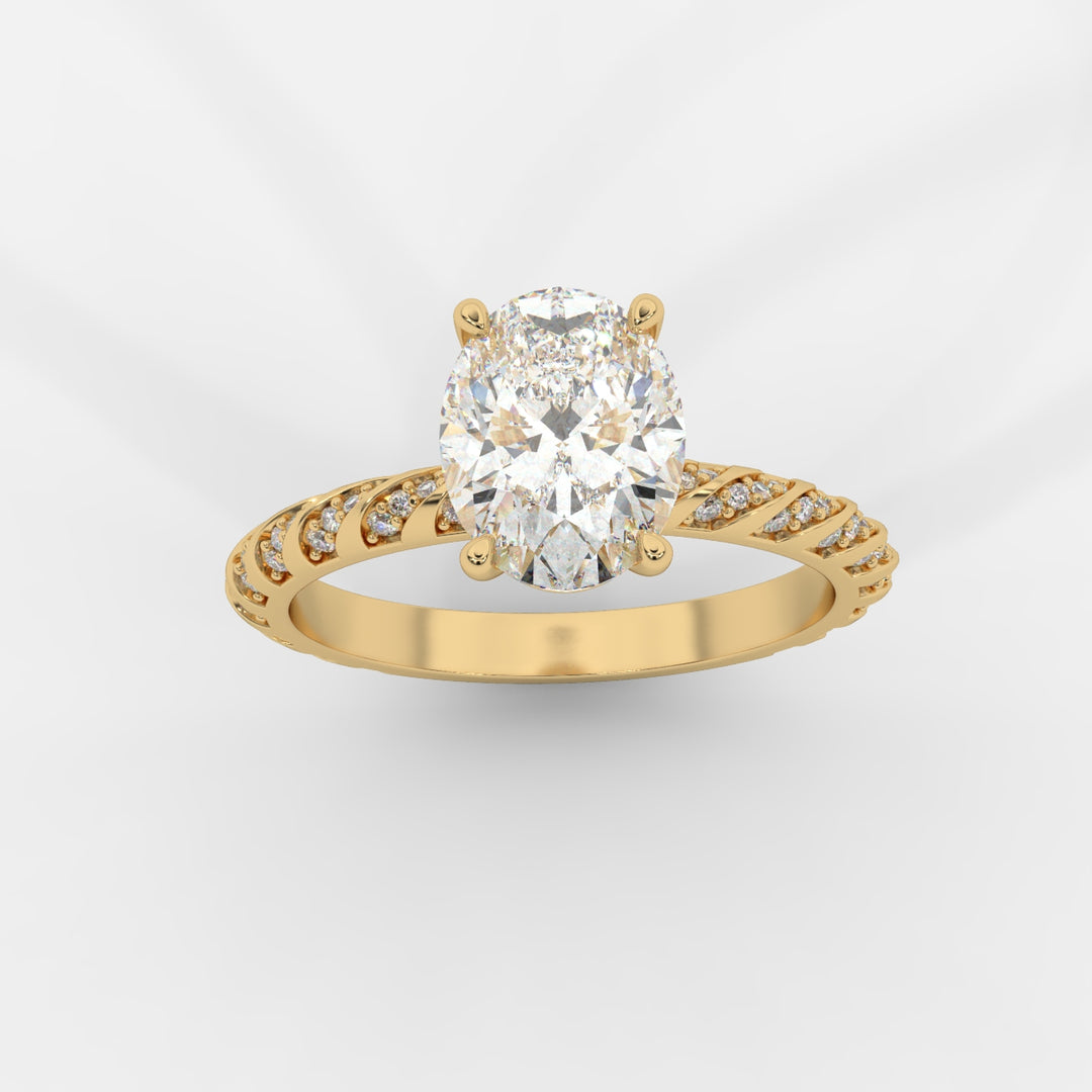 Oval Cut with Twisted Pave Band Ring
