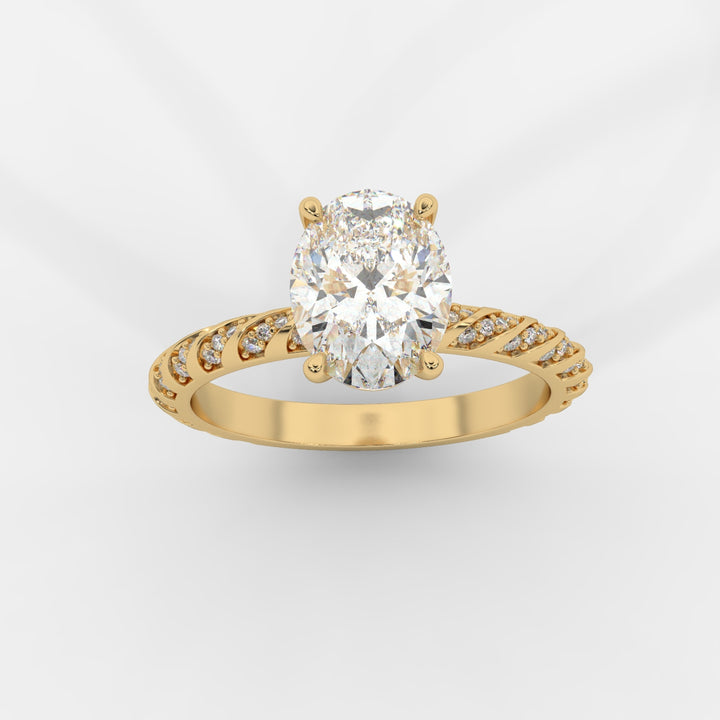 Oval Cut with Twisted Pave Band Ring