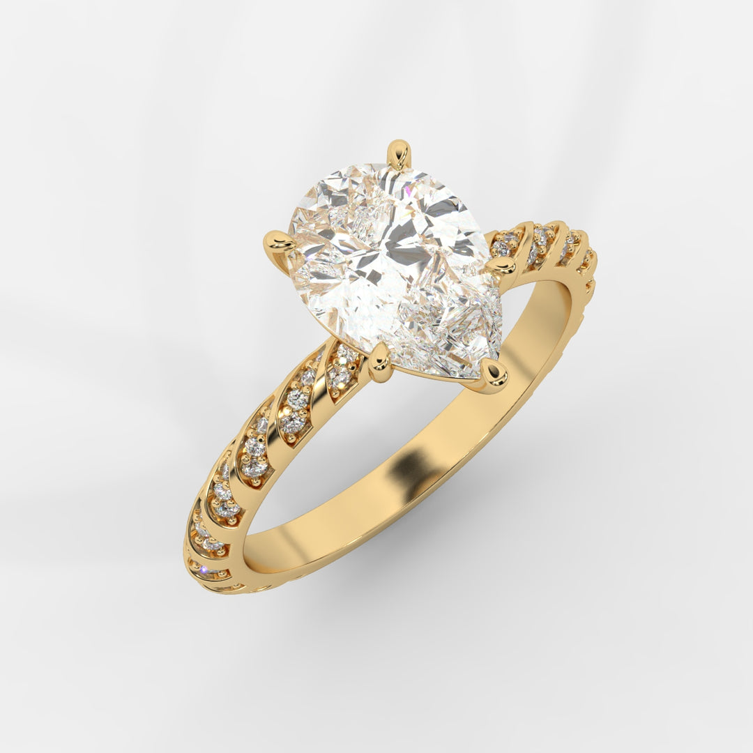 Pear Cut with Twisted Pave Band Ring