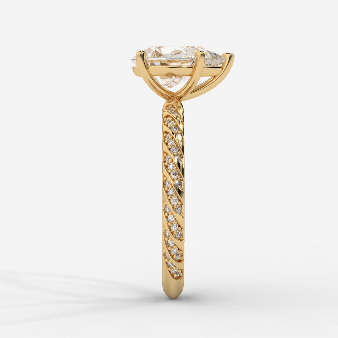 Pear Cut with Twisted Pave Band Ring