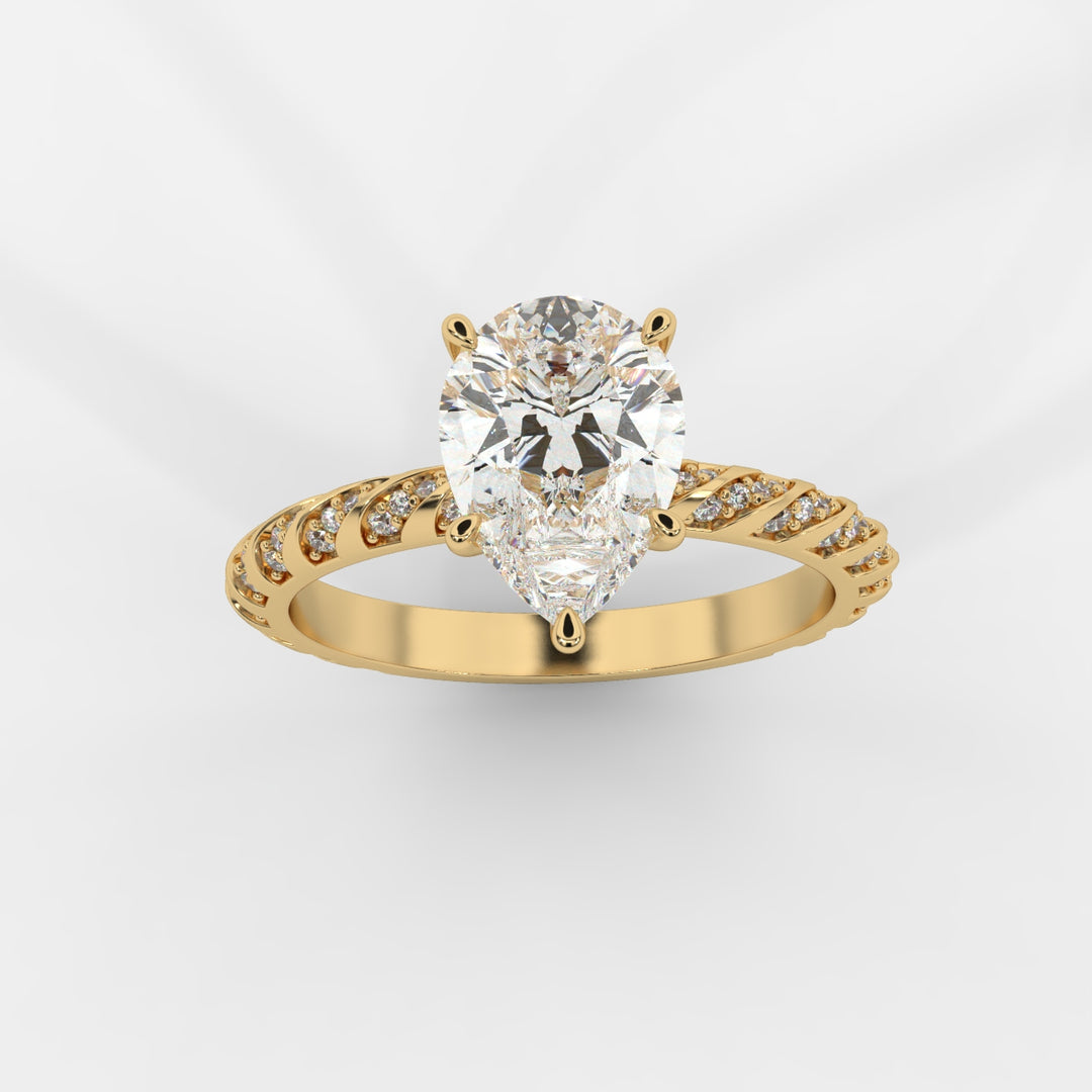 Pear Cut with Twisted Pave Band Ring