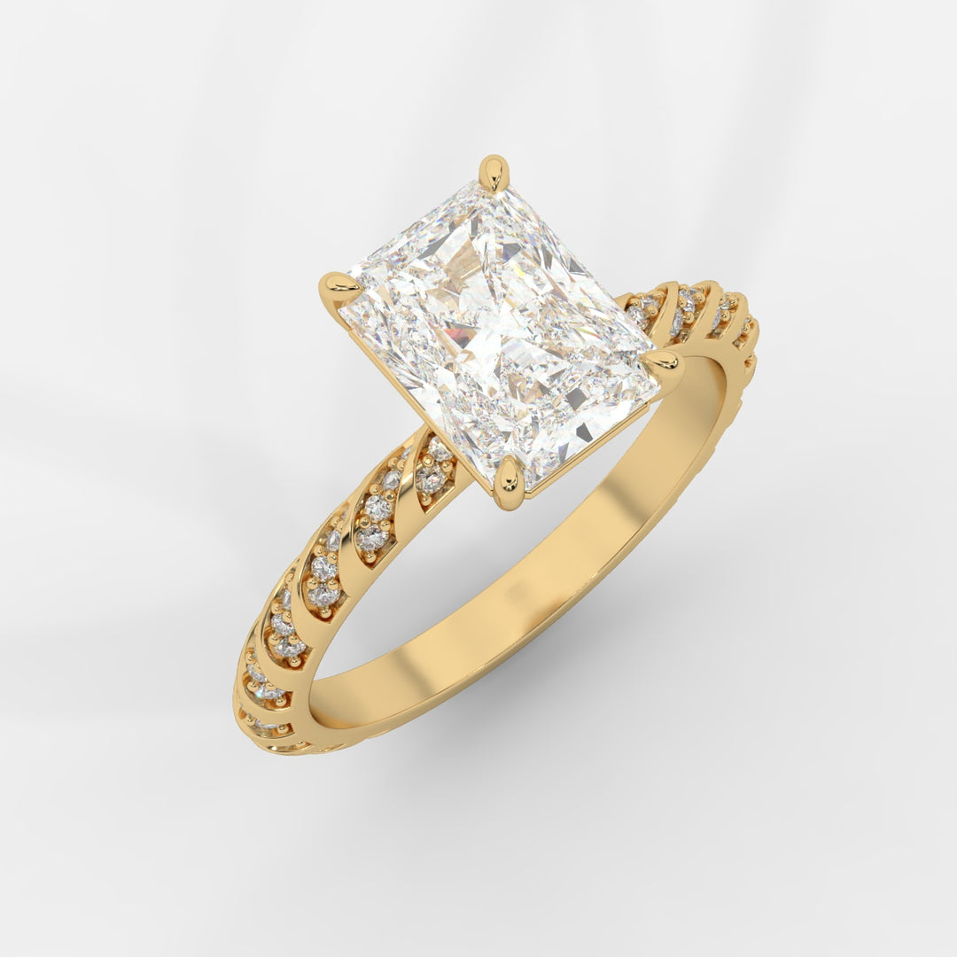 Radiant Cut with Twisted Pave Band Ring
