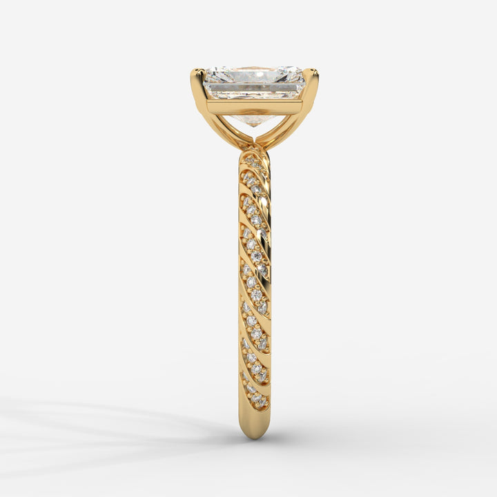 Radiant Cut with Twisted Pave Band Ring