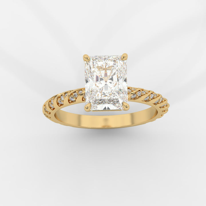 Radiant Cut with Twisted Pave Band Ring