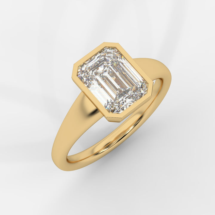 Emerald cut in Bezel with Bold Band Ring