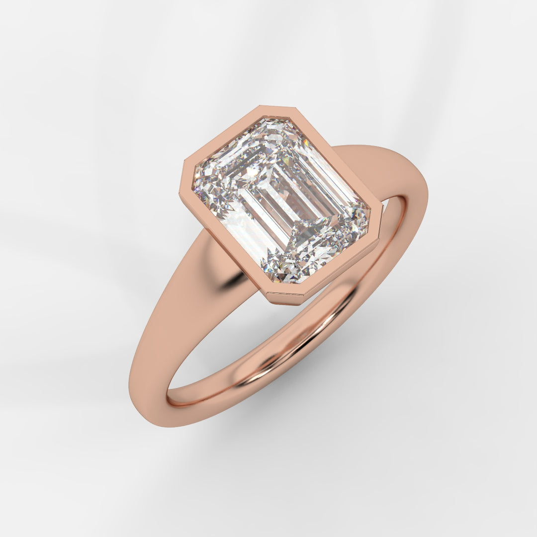 Emerald cut in Bezel with Bold Band Ring