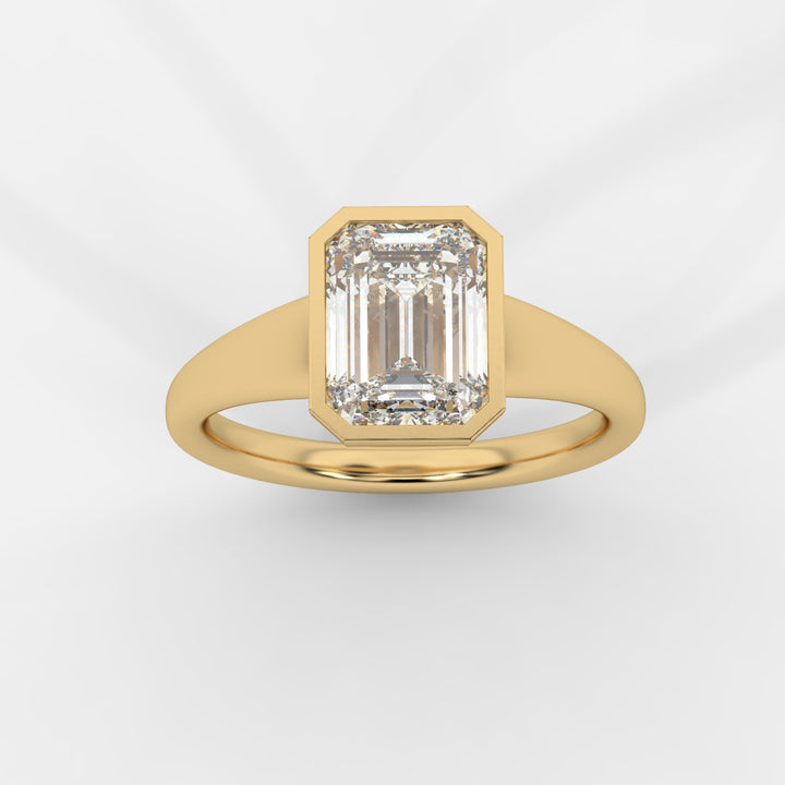 Emerald cut in Bezel with Bold Band Ring