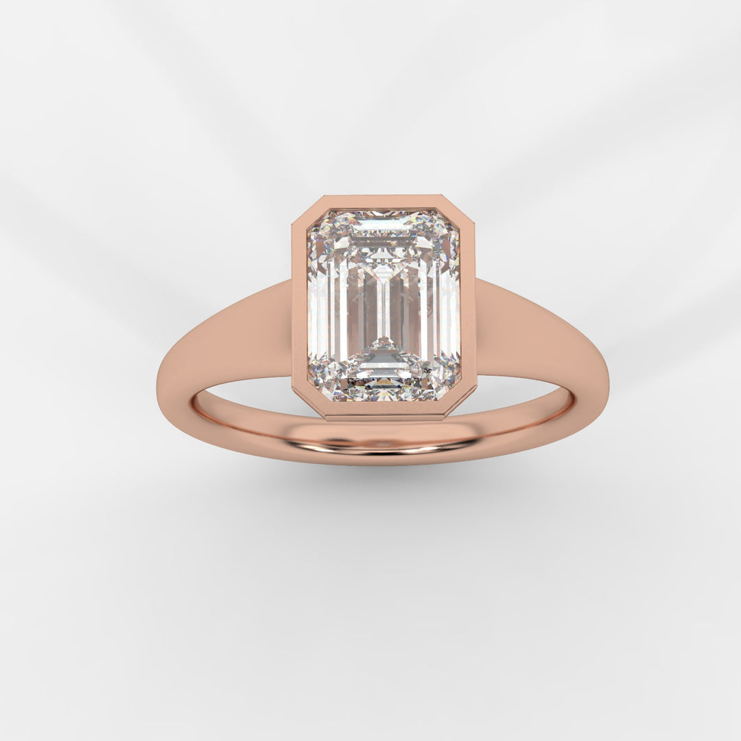 Emerald cut in Bezel with Bold Band Ring