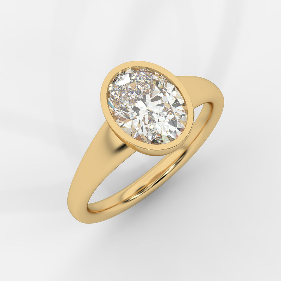 Oval cut in Bezel with Bold Band Ring