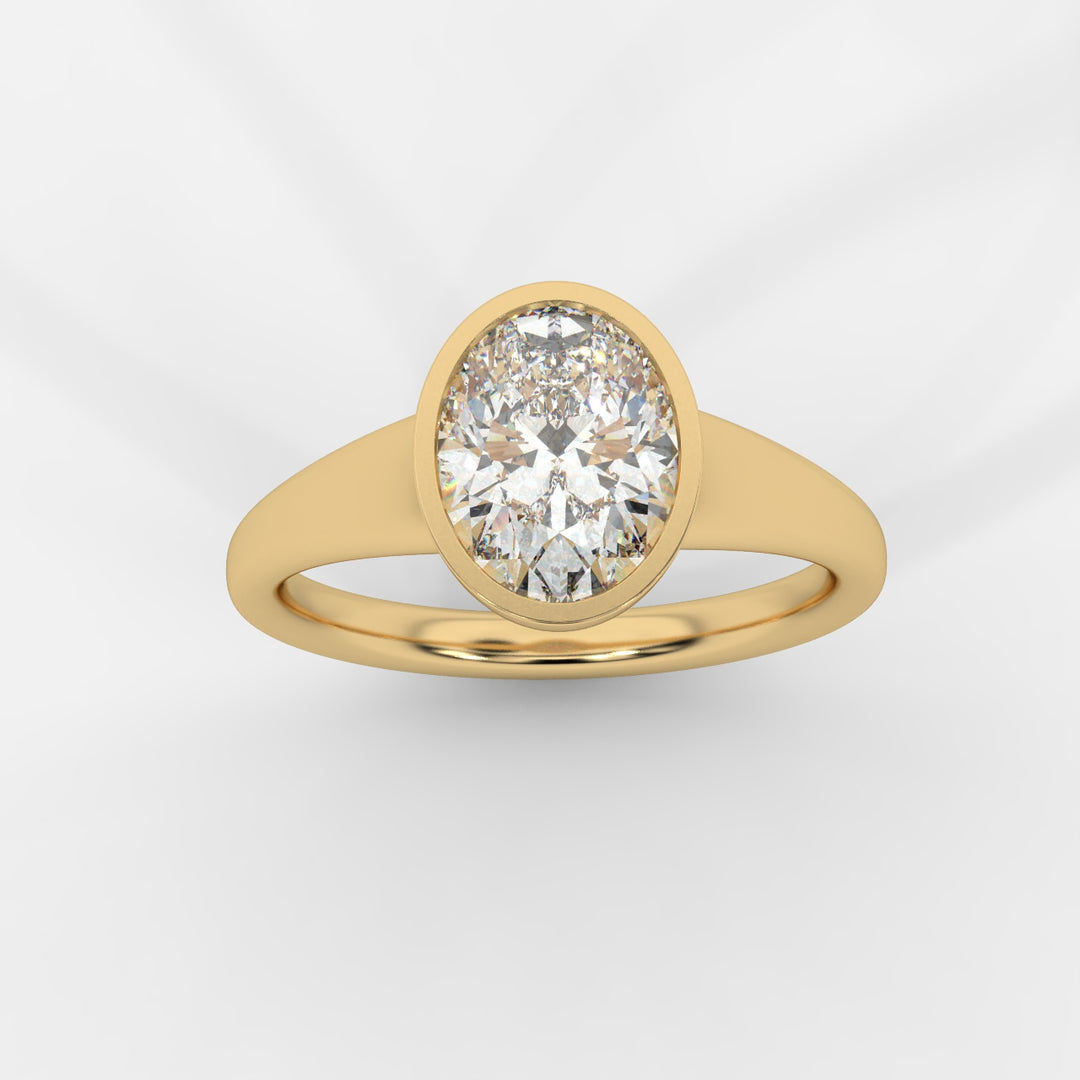 Oval cut in Bezel with Bold Band Ring