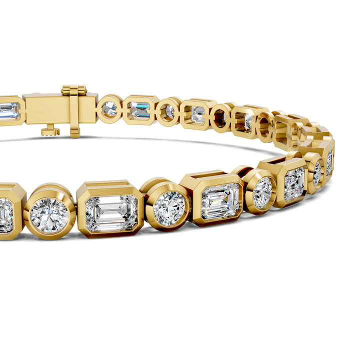 Emerald and Round Bezel Tennis Bracelet (4.5 TCW)
