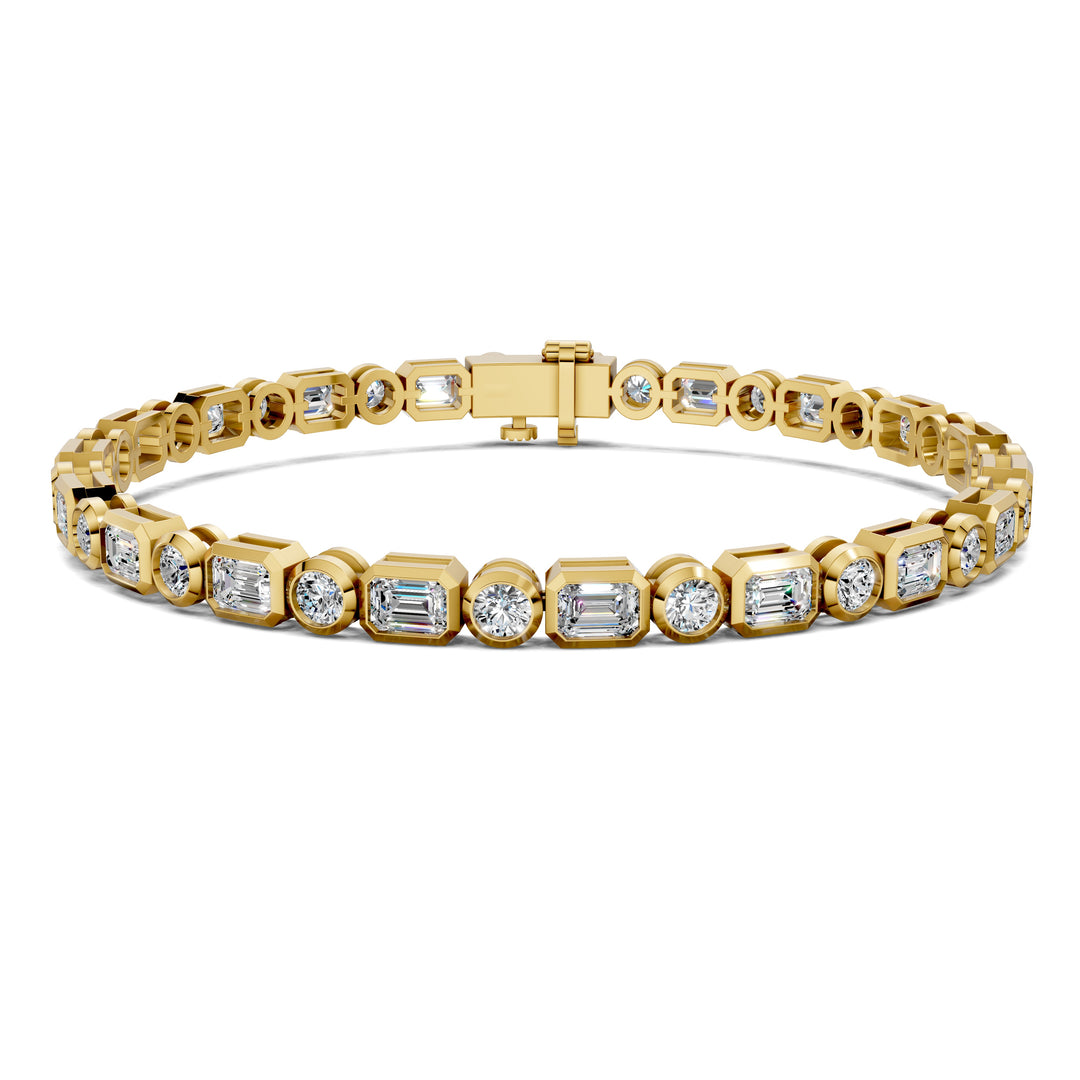 Emerald and Round Bezel Tennis Bracelet (4.5 TCW)