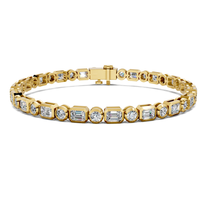 Emerald and Round Bezel Tennis Bracelet (4.5 TCW)