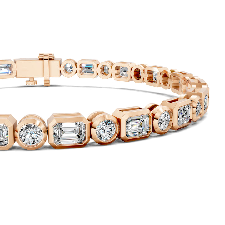 Emerald and Round Bezel Tennis Bracelet (4.5 TCW)