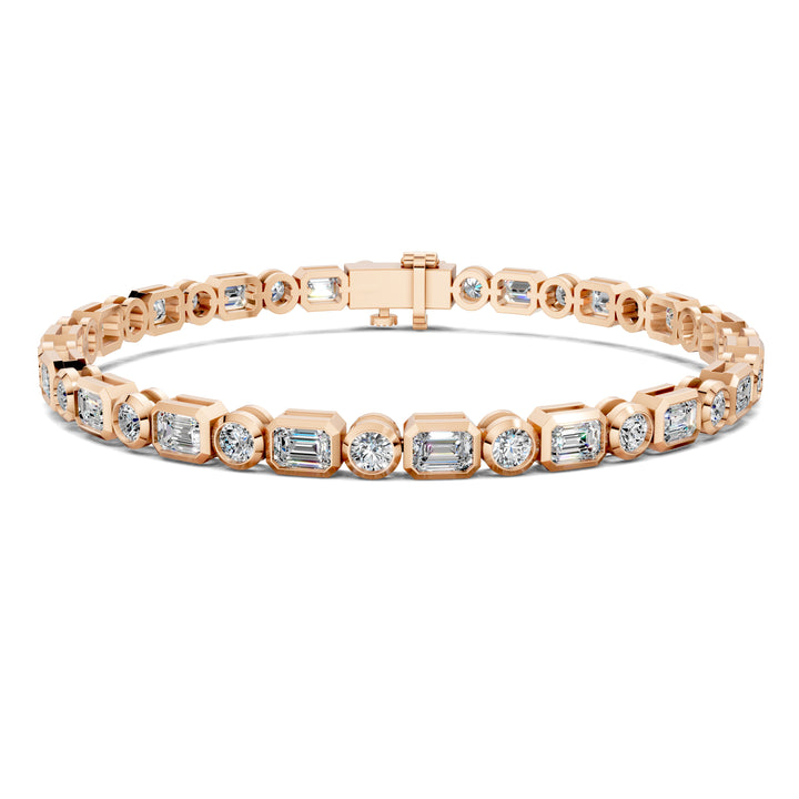 Emerald and Round Bezel Tennis Bracelet (4.5 TCW)
