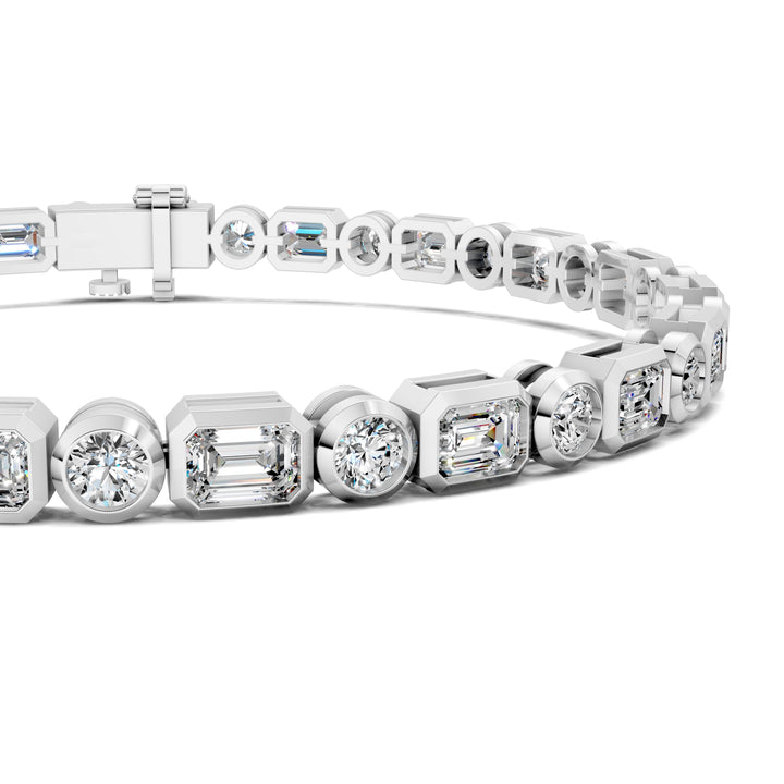 Emerald and Round Bezel Tennis Bracelet (4.5 TCW)