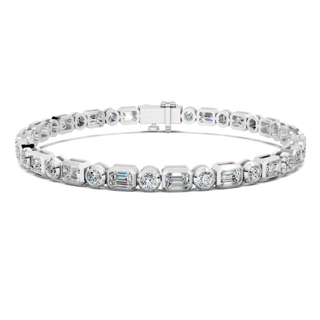 Emerald and Round Bezel Tennis Bracelet (4.5 TCW)